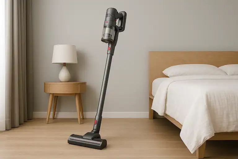 Aspirateur balai sans fil utilisé dans un appartement à Luxembourg